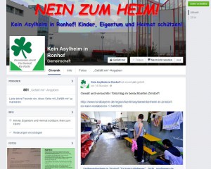 Screenshot der Facebook-Seite »Nein zum Heim«